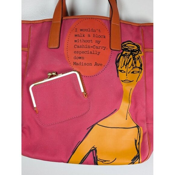 Coach Bonnie Cashin Tote Bag 13379 Canvas Leather Madison Ave Fuchsia Orange - Picture 2 of 16